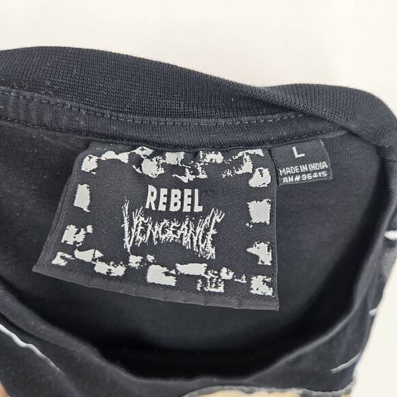 Rebel Vengeance Shirt Mens Large Black Skulls Thunder Graphic Tee Short Sleeve L - Picture 8 of 9